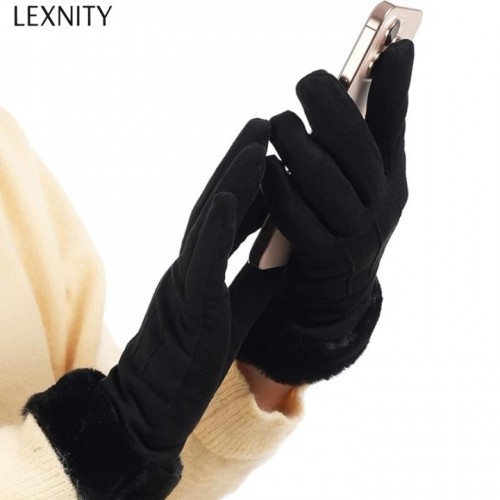 Lexnity Winter Gloves for Women, Stretch Fleece Gloves with Touchscreen, Thermal Knit Lining Warm Gloves for Cold Weather(Black)