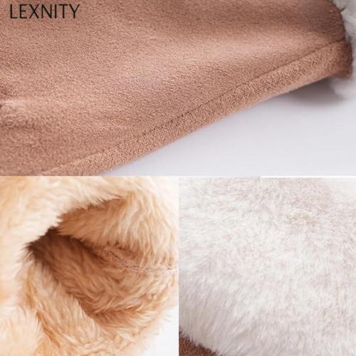 Lexnity Winter Gloves for Women, Stretch Fleece Gloves with Touchscreen, Thermal Knit Lining Warm Gloves for Cold Weather(Brown)