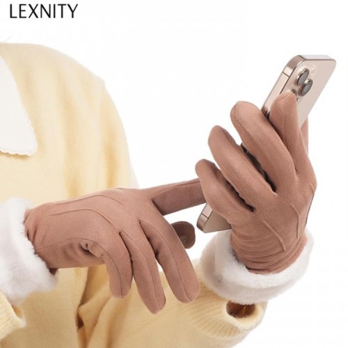 Lexnity Winter Gloves for Women, Stretch Fleece Gloves with Touchscreen, Thermal Knit Lining Warm Gloves for Cold Weather(Brown)