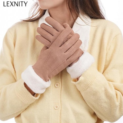 Lexnity Winter Gloves for Women, Stretch Fleece Gloves with Touchscreen, Thermal Knit Lining Warm Gloves for Cold Weather(Brown)